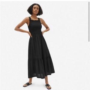 Everlane The Smock Black Sleeveless Midi Dress 00